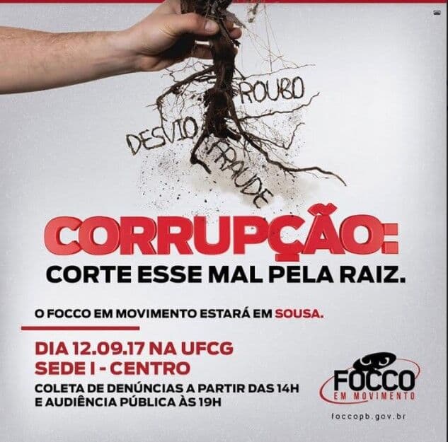 Paraíba perde R$ 1 bilhão com a corrupção, aponta Focco