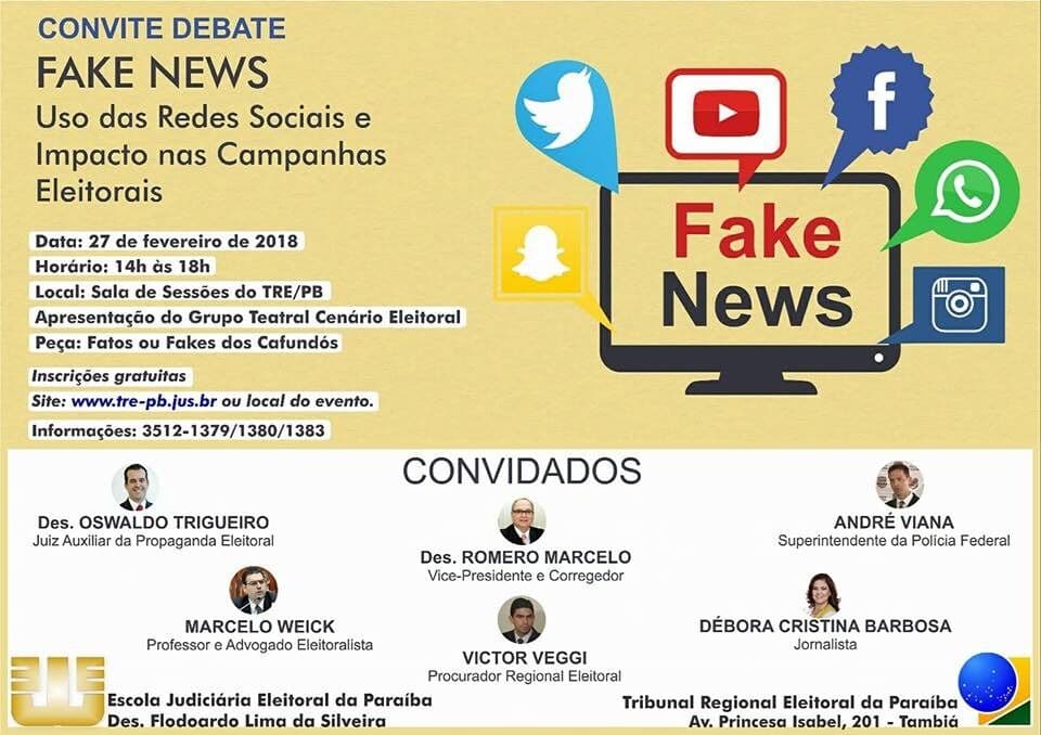 TRE-PB promove debate sobre Fake News nesta terça