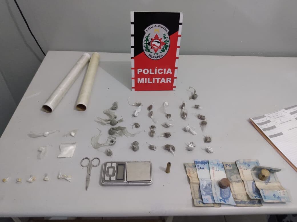 Jovem é preso com maconha, crack e cocaína no bairro da Imaculada, em Bayeux