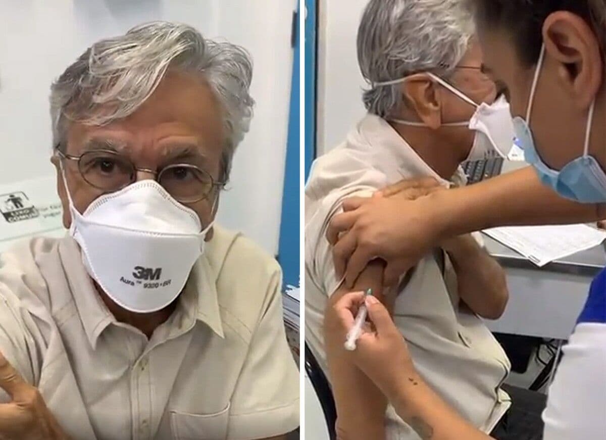Caetano Veloso é vacinado contra a Covid-19 no Rio de Janeiro