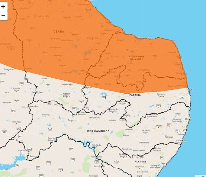 Inmet emite alertas de chuva intensa e perigo potencial de ventos costeiros para a Paraíba