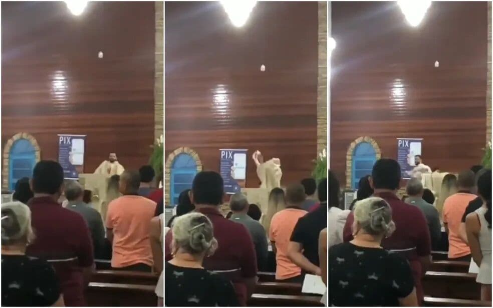 Padre tira a batina e abandona missa após discussão política em igreja em Goiás