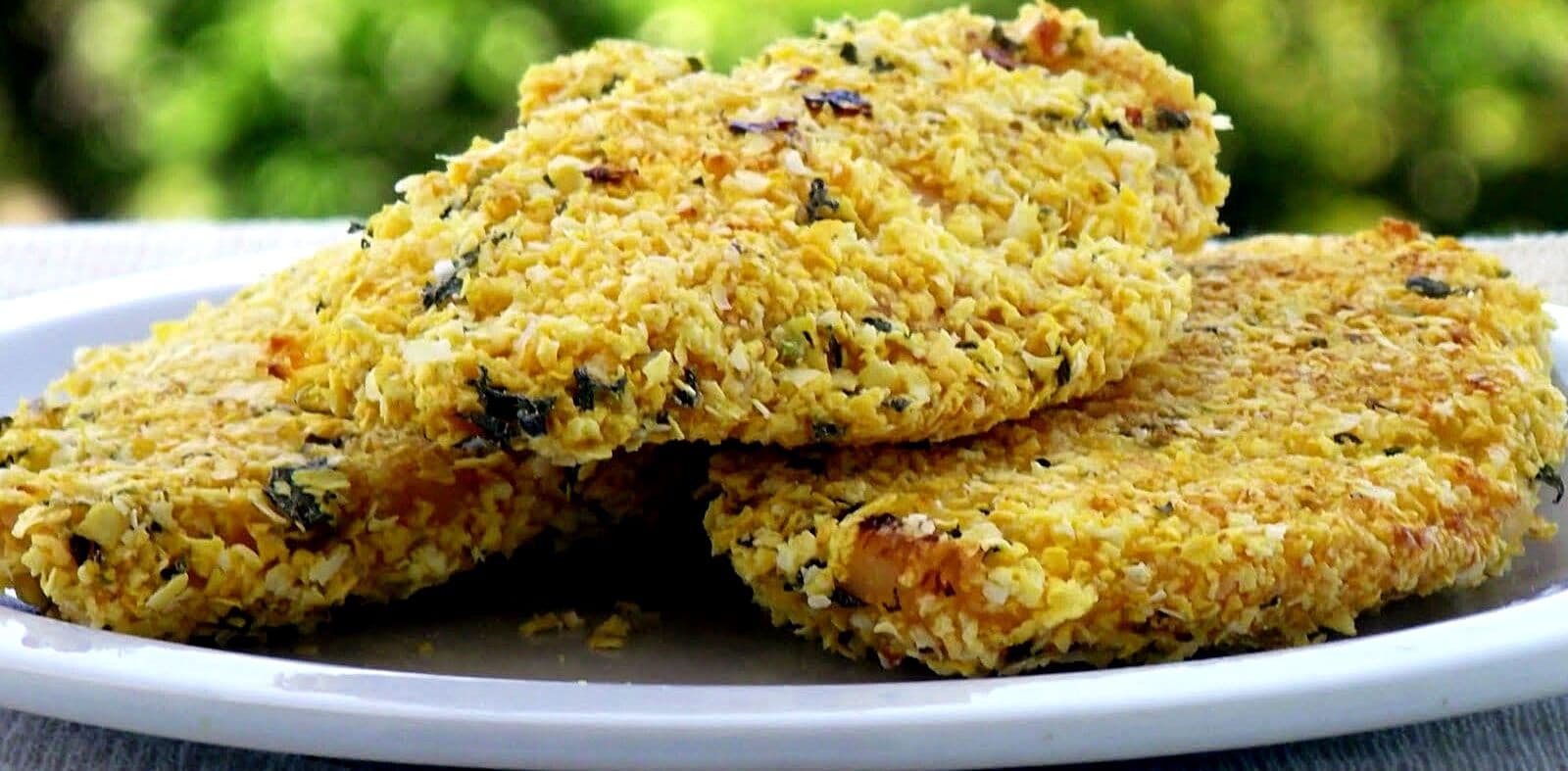 Filé de Frango empanado com aveia, uma receita leve e nutritiva