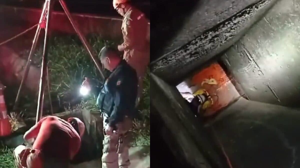 VÍDEO: homem cai em bueiro na BR-101 na Paraíba e é resgatado pelos Bombeiros