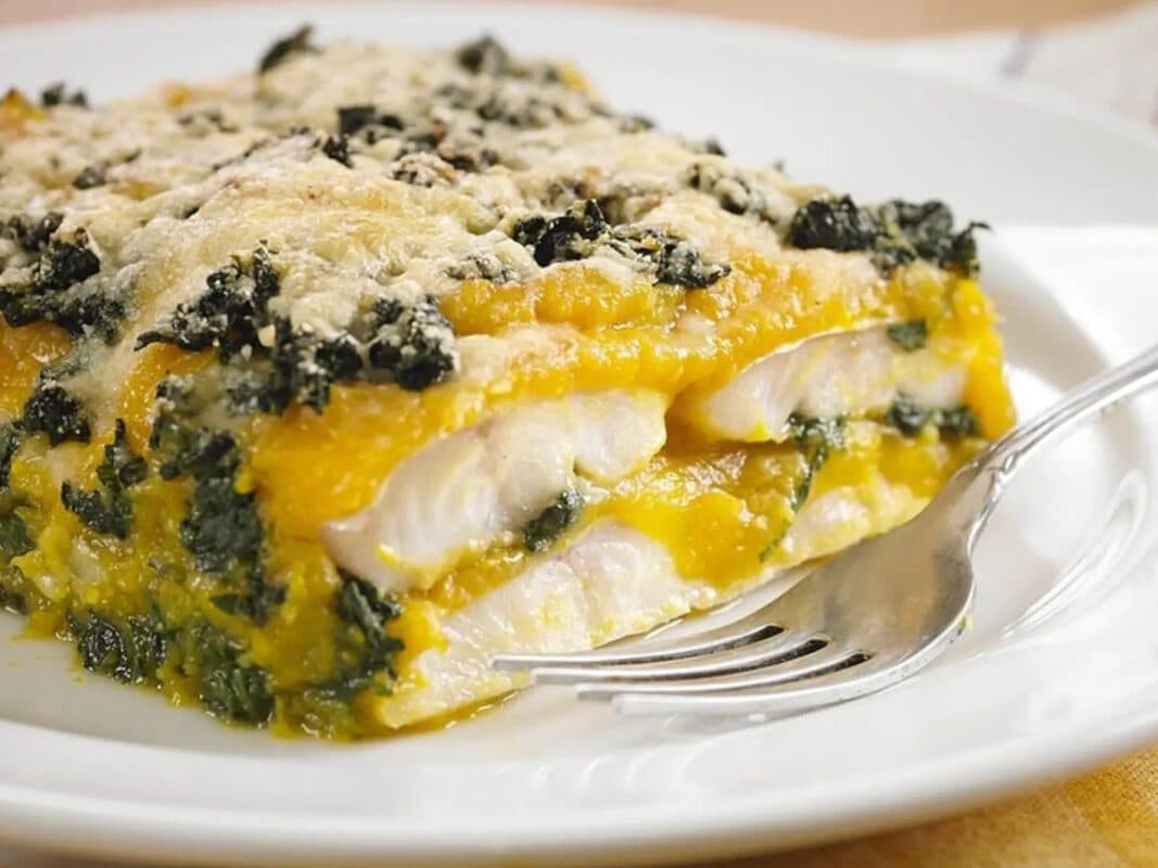 SEMANA SANTA: Filé de Peixe com Molho de Abóbora e Espinafre