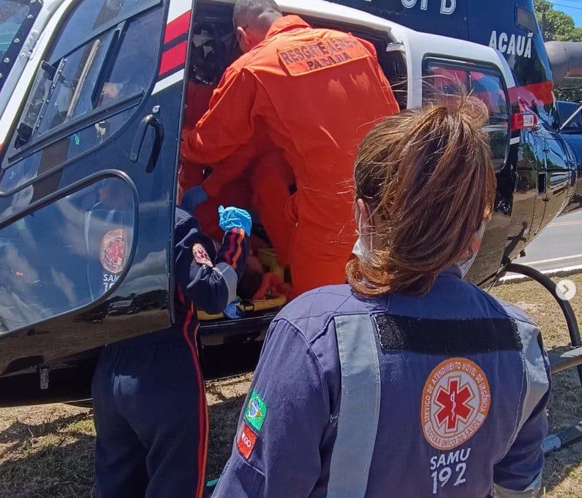 Mulher sofre convulsões na praia de Coqueirinho e é resgatada pelo helicóptero Acauã