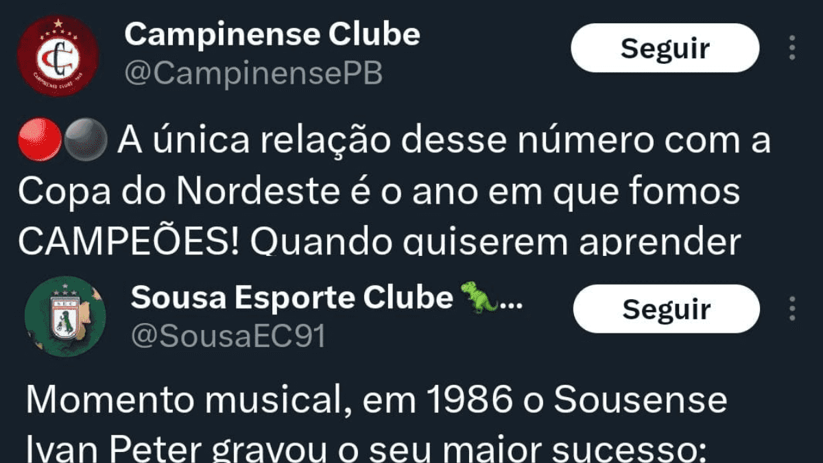Campinense e Sousa fazem postagens nas redes sociais provocando o Treze após eliminação na Pré-Copa do Nordeste