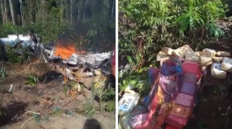 Avião bimotor cai após ser interceptado por caças da FAB; estrangeiros que estavam a bordo sobrevivem e são detidos