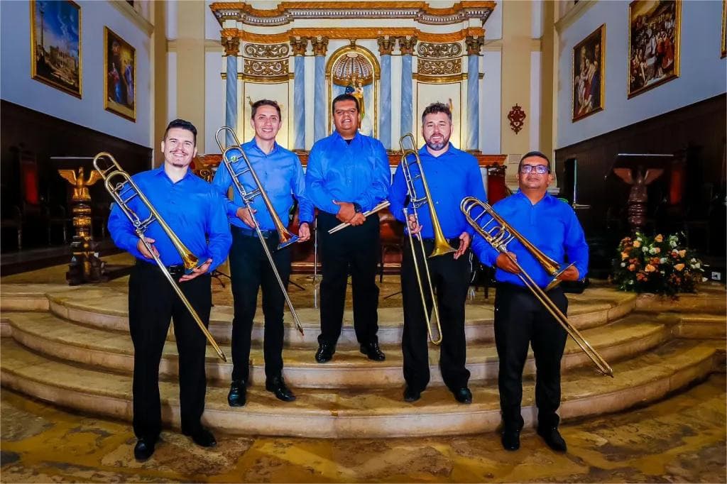 Quarteto de Trombones da Banda 5 de Agosto se apresenta no Projeto Sol Maior, nesta sexta