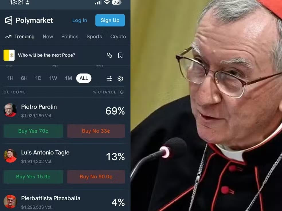 Bets do conclave: após fumaça branca, Pietro Parolin movimenta mais de US$ 2 milhões em apostas online nos EUA