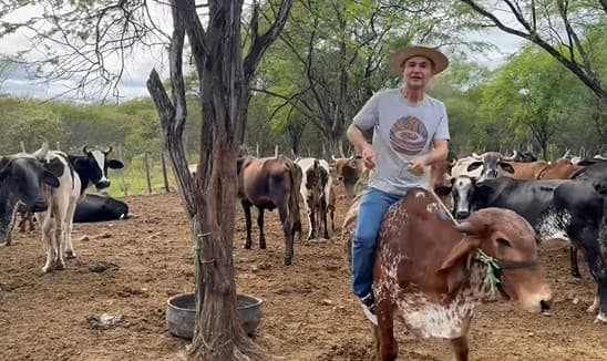 Romero Rodrigues monta touro e manda recado para políticos que estão indo a cavalo ou foguete para 2026: “vou chegar primeiro”