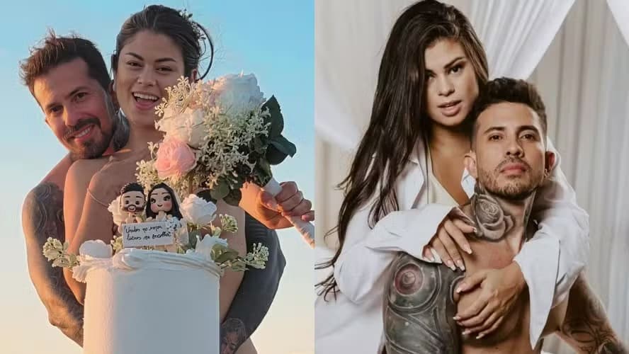 Arthur O Urso e paraibana Luana Kazaki fizeram cerimônia de divórcio nus em cidade naturista na França