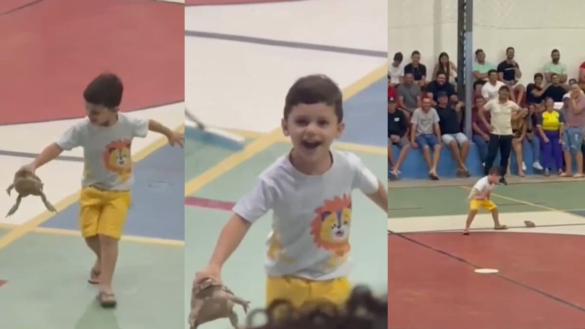 VÍDEO: Menino surpreende ao pegar sapo com a mão e tirar do meio da quadra no Cariri da Paraíba