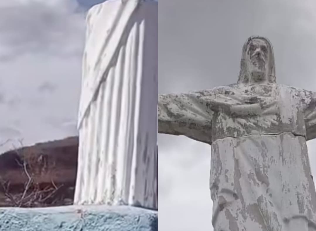 Vândalos destroem estátua de Cristo, em Barra de Santana; escultura foi derrubada