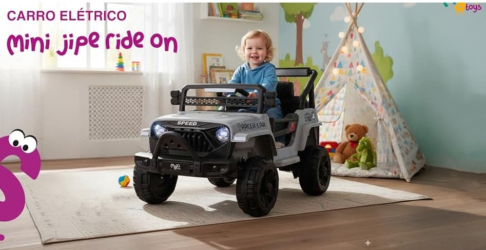 Carrinho Elétrico Mini Jipe 12V está com 54% de desconto na Amazon