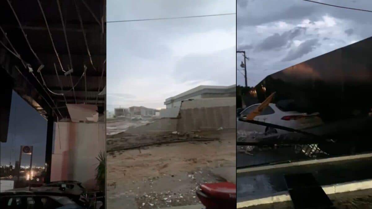 Chuva e ventos fortes provocam queda de teto de loja, muro e postes em Patos