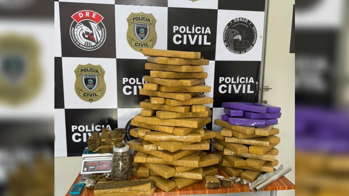 Operação prende três investigados por tráfico e apreende quase 100 kg de drogas em Campina Grande