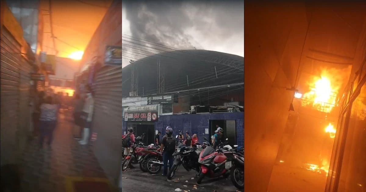 Incêndio atinge Centro Comercial de Passagem, em João Pessoa, e se alastra por boxes