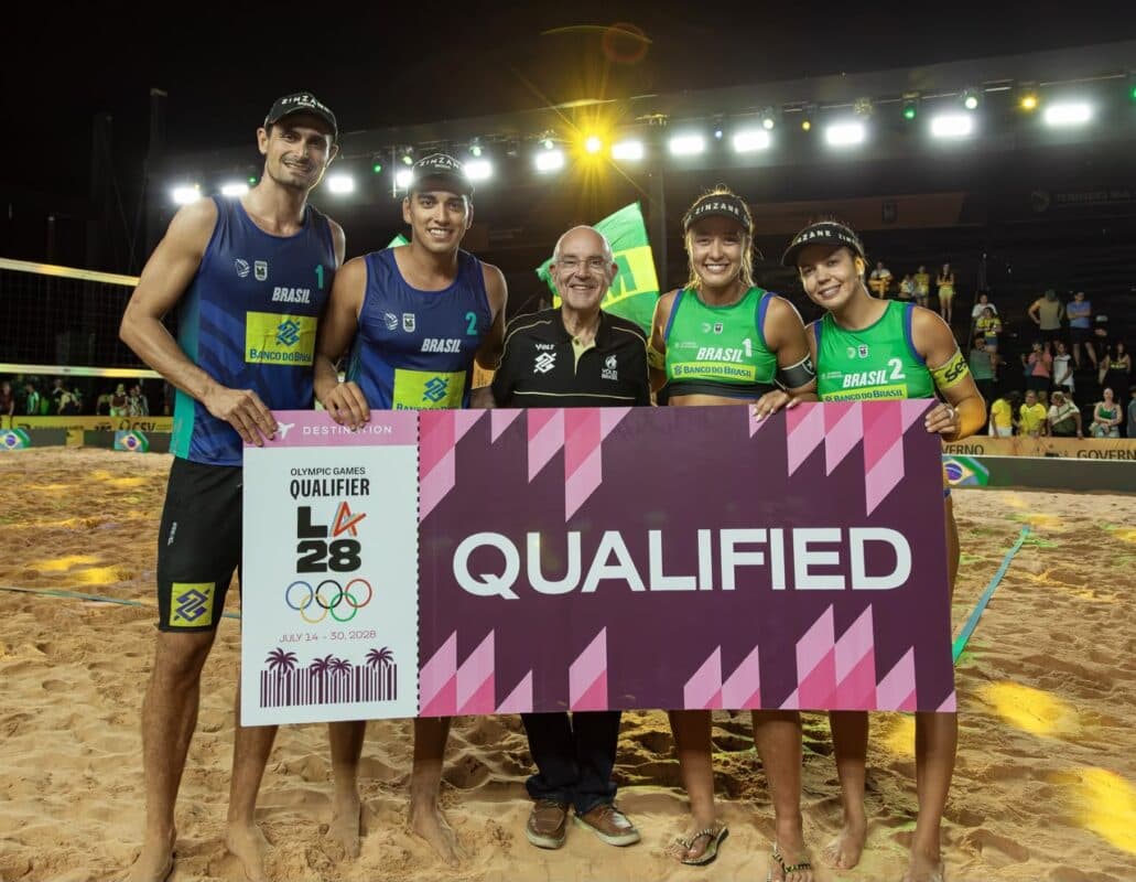 Brasil garante vagas olímpicas masculina e feminina no vôlei de praia em torneio realizado em João Pessoa