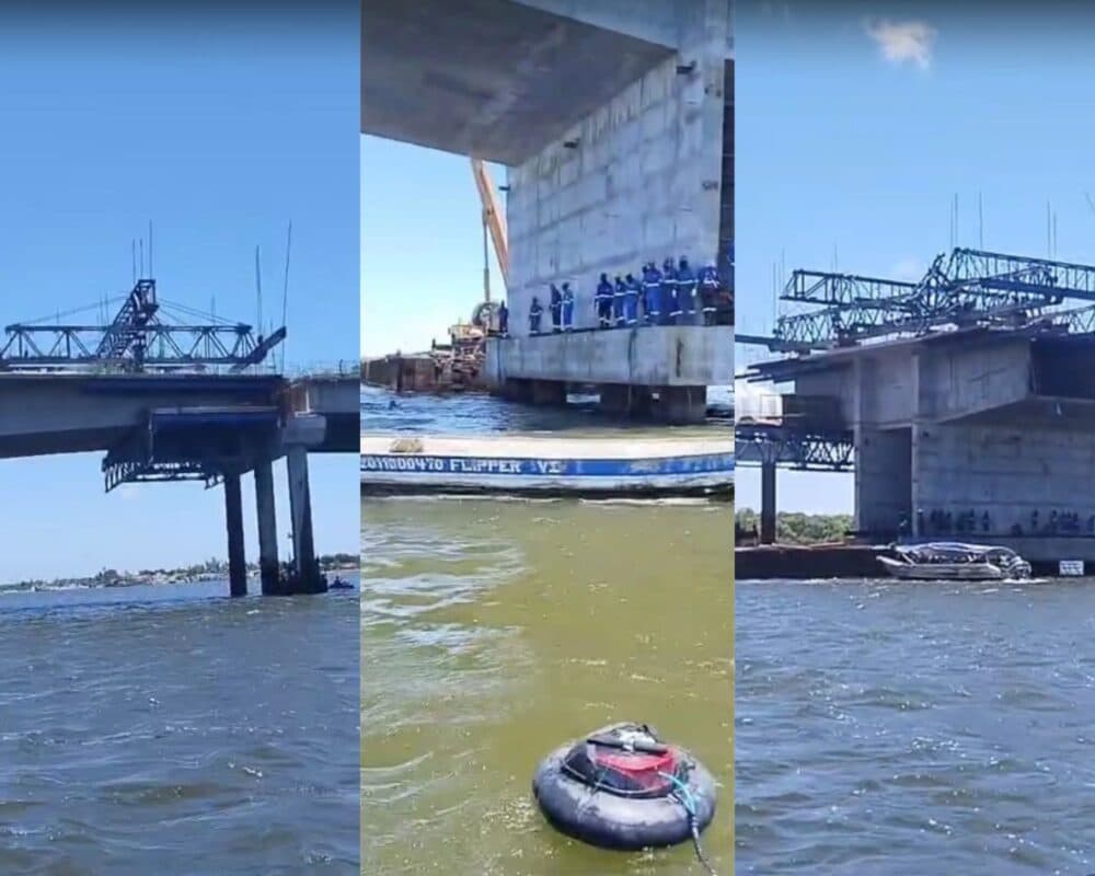 Estrutura metálica da Ponte do Futuro cede e trabalhador preso a cinto de segurança morre ao cair no Rio Paraíba