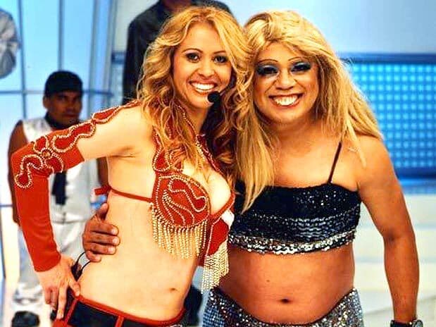 Joelma, da banda Calypso, visita humorista Shaolin, em Campina Grande