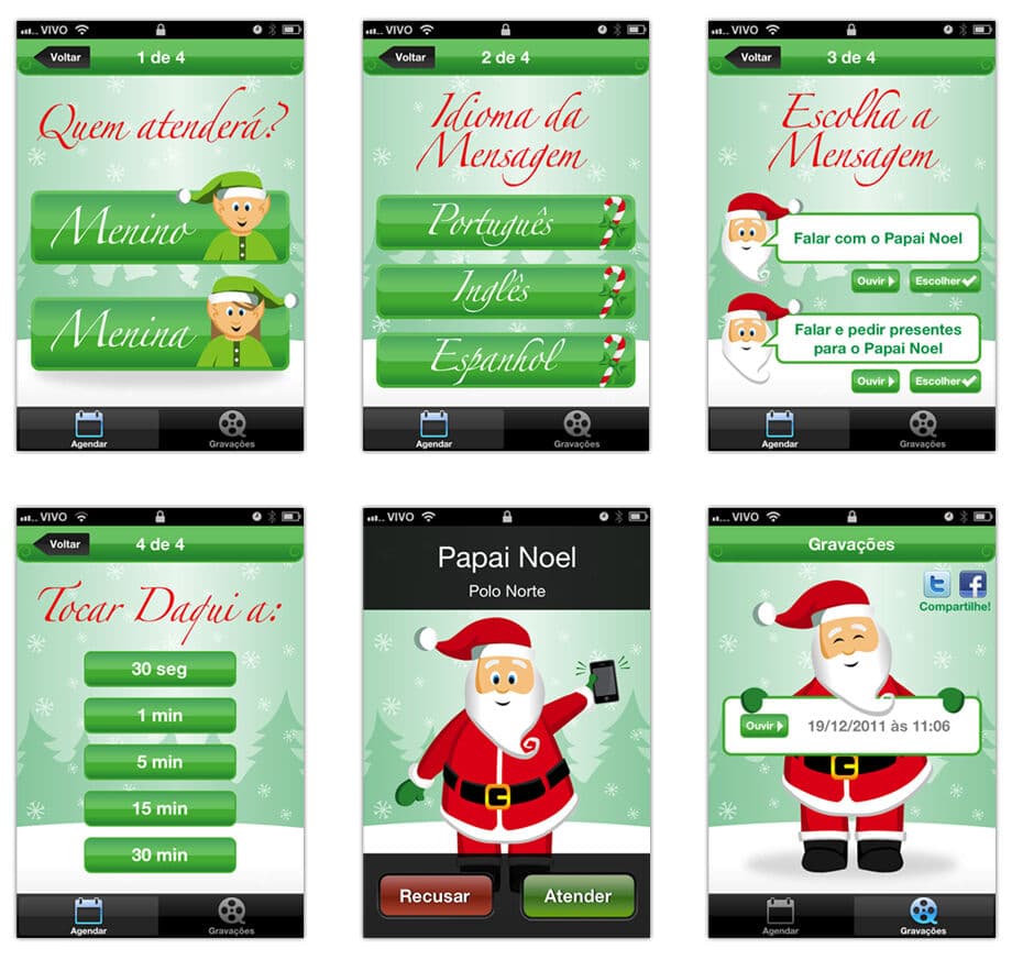 Aplicativo permite programar telefone para receber ligação do Papai Noel