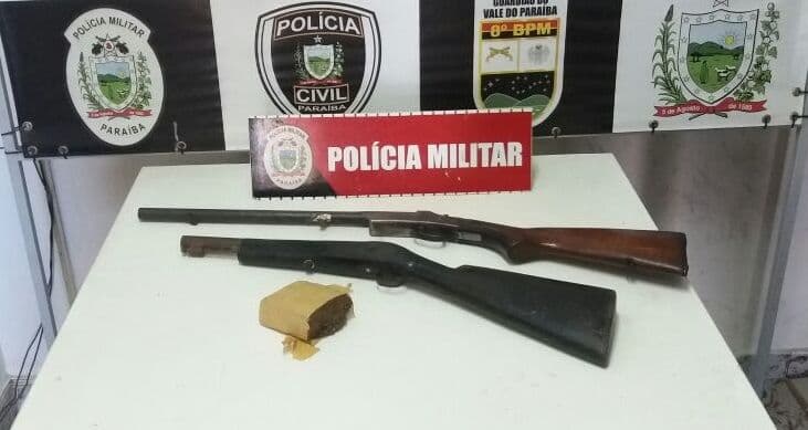 Polícia apreende duas armas e mais de 500 gramas de maconha em Caldas Brandão