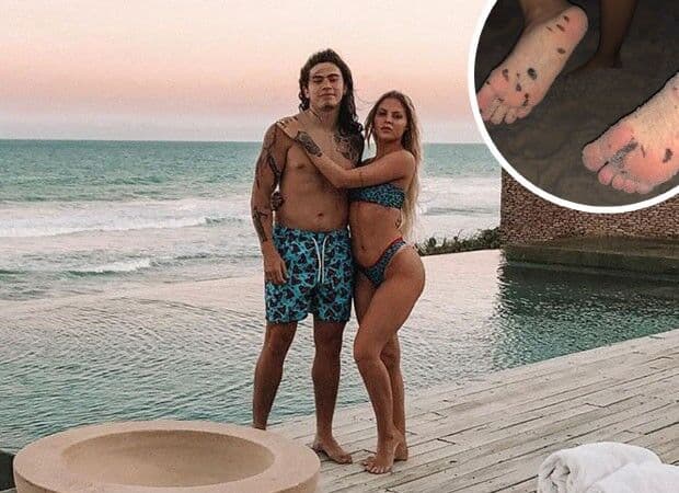 Whindersson Nunes mostra manchas de óleo em pés após passeio com Luisa Sonza