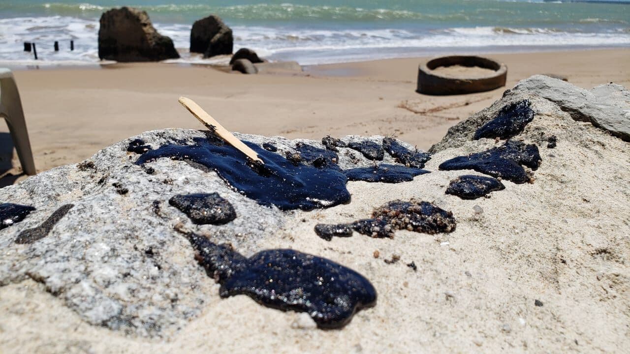 Óleo atinge praia do Bessa, em João Pessoa; confira imagens