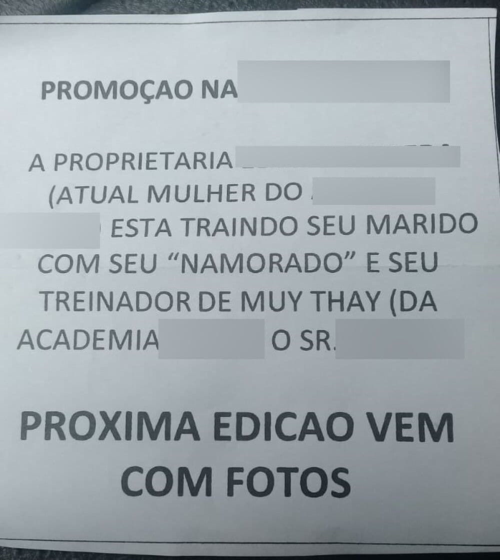 Bilhetes com acusação de adultério tomam conta de cidade no interior de SP