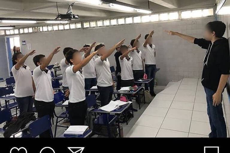 Alunos de escola de Recife fazem saudação nazista em sala de aula e divulgam imagem em rede social