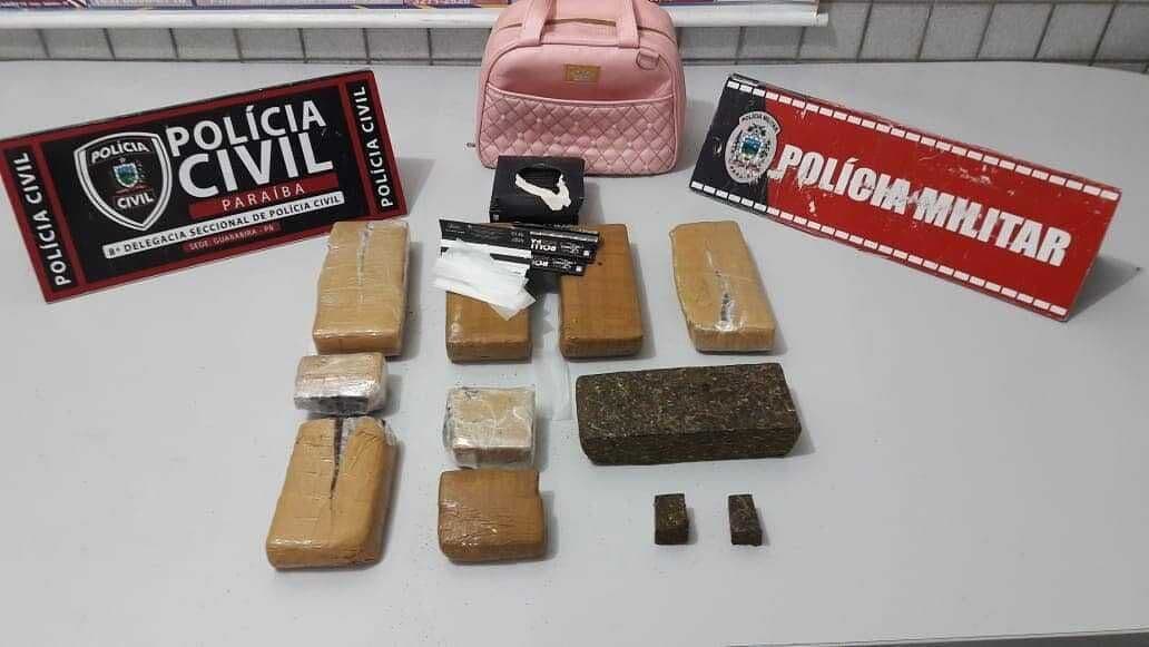 Homem é preso em flagrante transportando drogas dentro de bolsa infantil ao passar por barreira sanitária na Paraíba