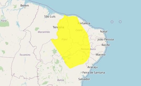 Inmet emite dois alertas de perigo devido ao acúmulo de chuvas em 124 municípios da Paraíba