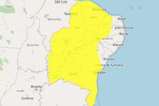 Inmet emite alerta de chuvas intensas para 95 municípios paraibanos