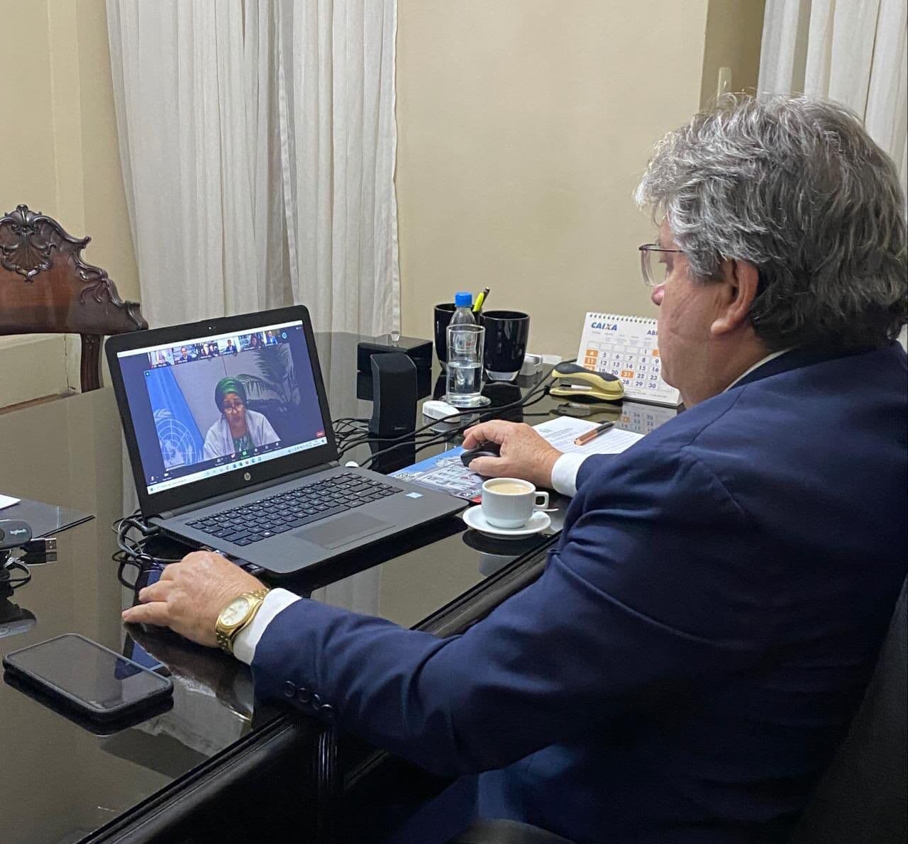 Em reunião com Fórum Nacional de Governadores e Secretária-Geral Adjunta da ONU, João Azevêdo solicita ajuda internacional para o combate à pandemia