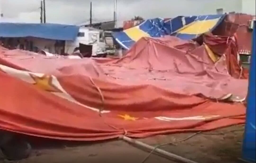 Ventos fortes destroem estrutura de circo em João Pessoa; veja vídeo