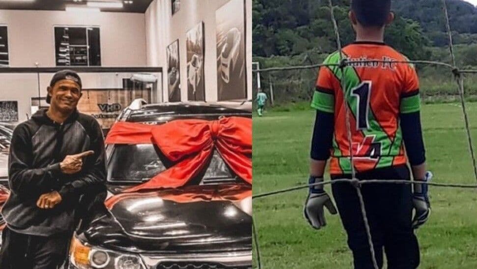Com dívida de R$ 3 milhões em pensão, goleiro Bruno compra carro de luxo enquanto amigos de avó fazem rifa para comprar material escolar de Bruninho