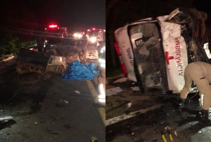 Motorista morre após colisão envolvendo dois carros e uma ambulância no Cariri da Paraíba