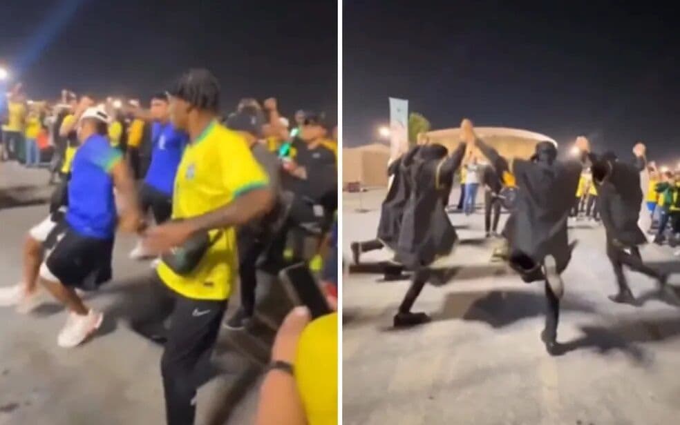 Influenciador baiano viraliza nas redes sociais ao postar batalha de dança de brasileiros e árabes no Catar: 'nascemos para brilhar'