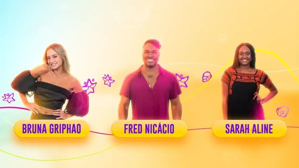 'BBB 23': Bruna, Fred e Sarah Aline formam décimo terceiro paredão