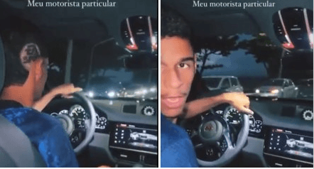 Mesmo sem habilitação, Luva de Pedreiro dirige com namorada grávida