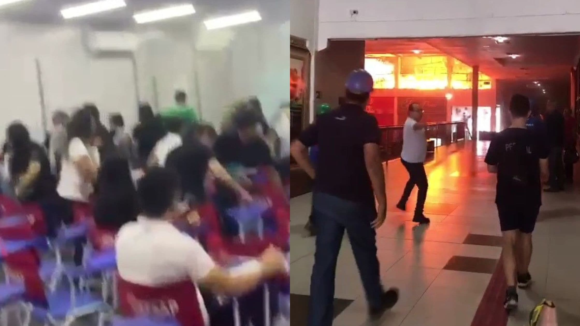 VÍDEO: estudantes de faculdade dentro de shopping na Paraíba registram correria durante incêndio
