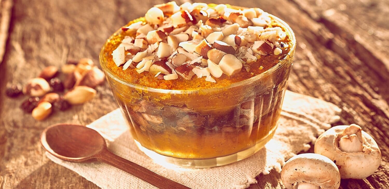 Escondidinho de legumes com purê de abóbora