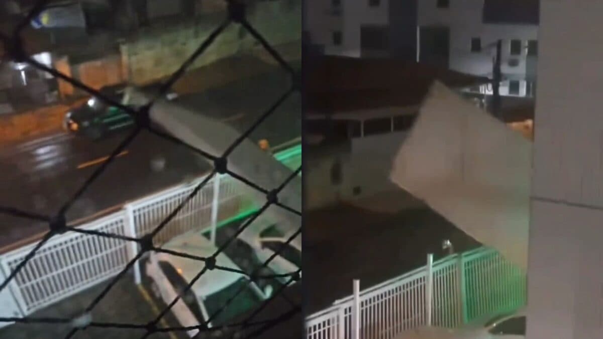 VÍDEO: moradores flagram momento que vento leva estrutura de garagem em prédio de João Pessoa