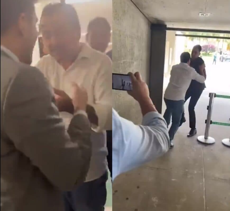 Deputado chuta ativista do MBL e troca empurrões com Kim Kataguiri na Câmara