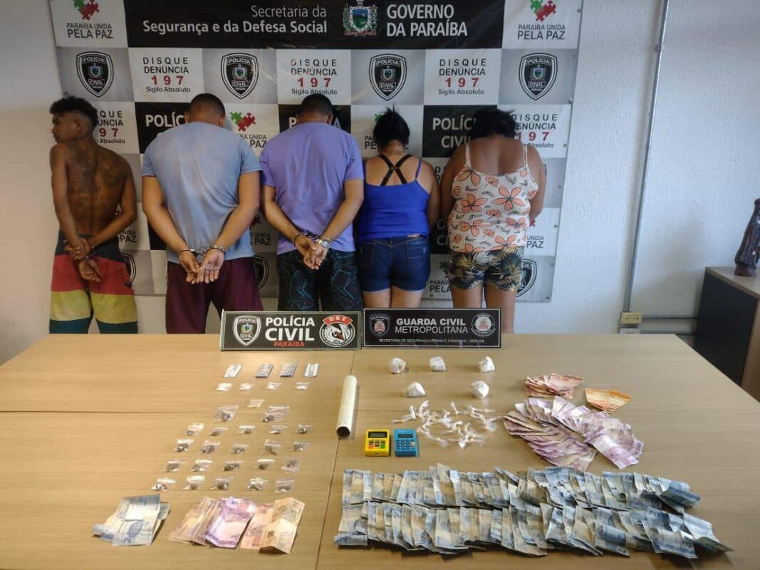 Cinco pessoas são presas com drogas e maquinetas para vender drogas no Centro de João Pessoa