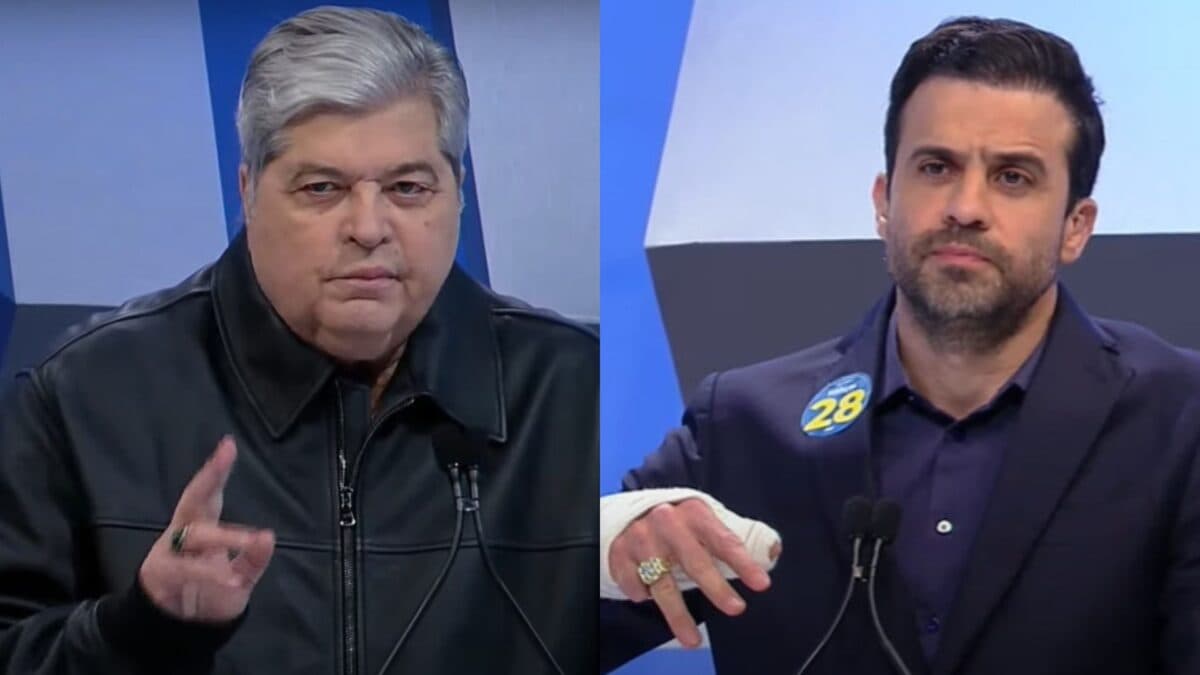 VÍDEO: Marçal vai a debate com mão imobilizada e encontra Datena após 'cadeirada'