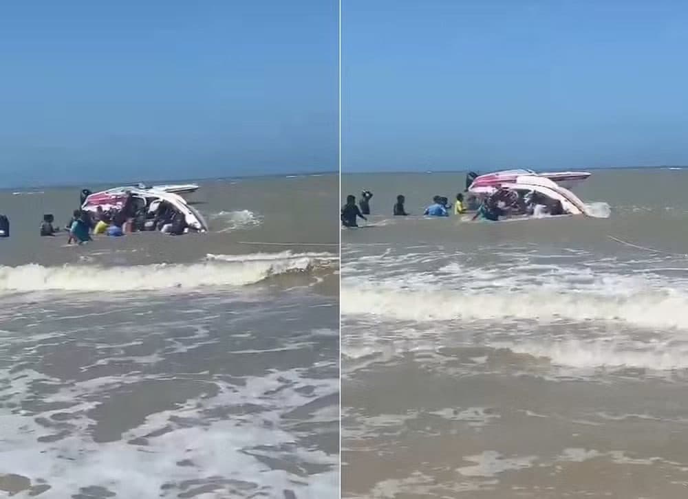 Lancha naufraga e duas pessoas morrem no mar em Rio do Fogo, litoral do Rio Grande do Norte