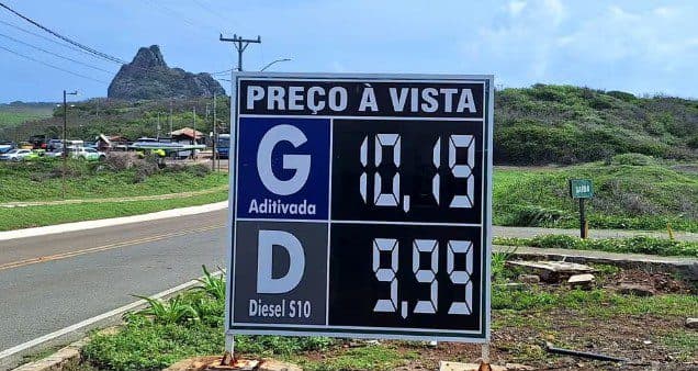 Após aumento dos combustíveis, litro da gasolina chega a R$ 10,19 em Fernando de Noronha