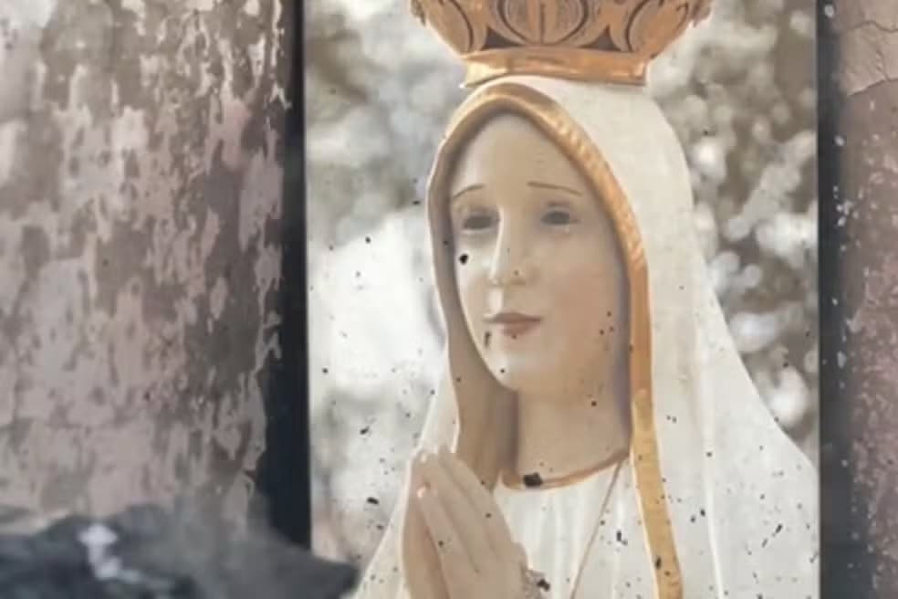Quadro de Nossa Senhora de Fátima permanece intacto após incêndio em residência